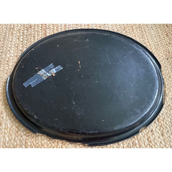 Large 24" Antique Victorian Paper Mache Oval Tray Mother of Pearl Hand Painted - Picture 7 of 12